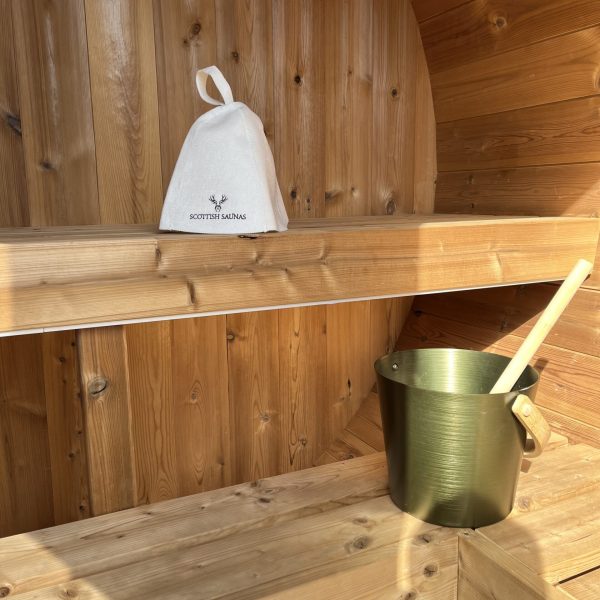 sauna bucket and sauna hat