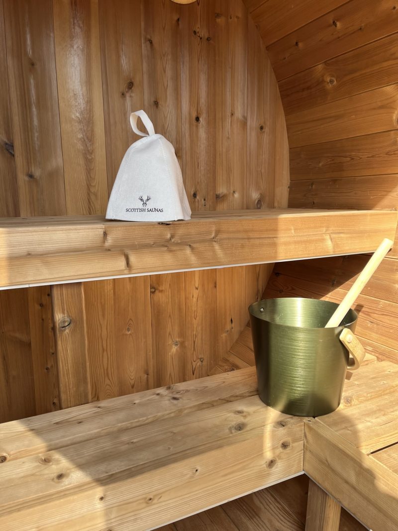 sauna bucket and sauna hat