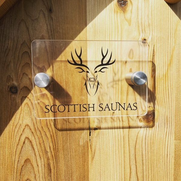 scottish saunas logo on wall