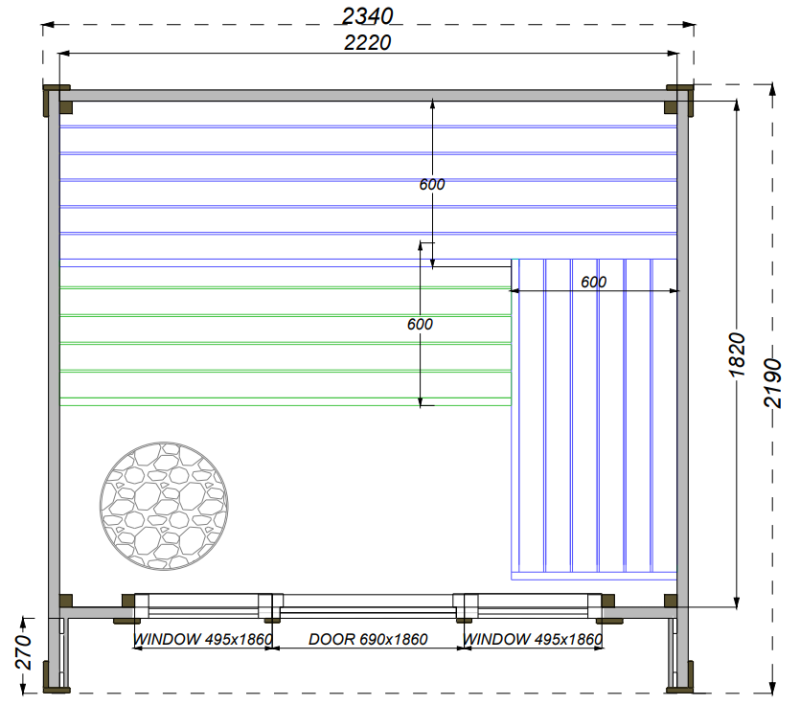 Monarch Sauna dimensions