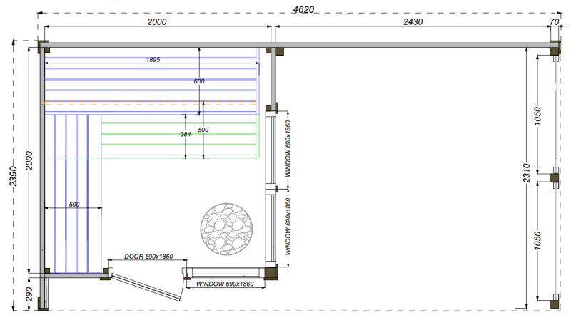 Monarch Sauna dimensions
