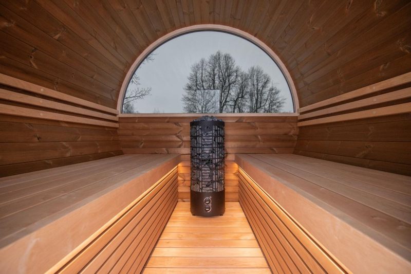 2x22 barrel sauna interior