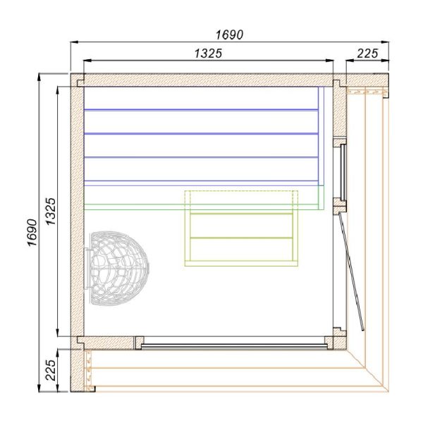primo mini sauna dimensions