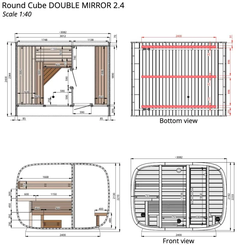 Round Cube Double Sauna - Image 14