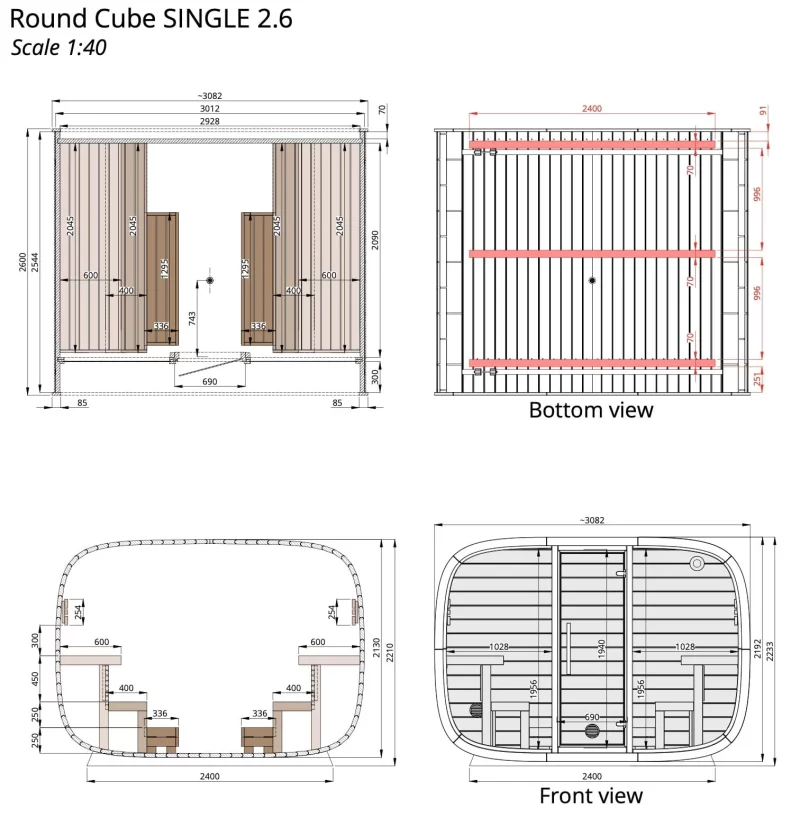 Round Cube Single Sauna - Image 11