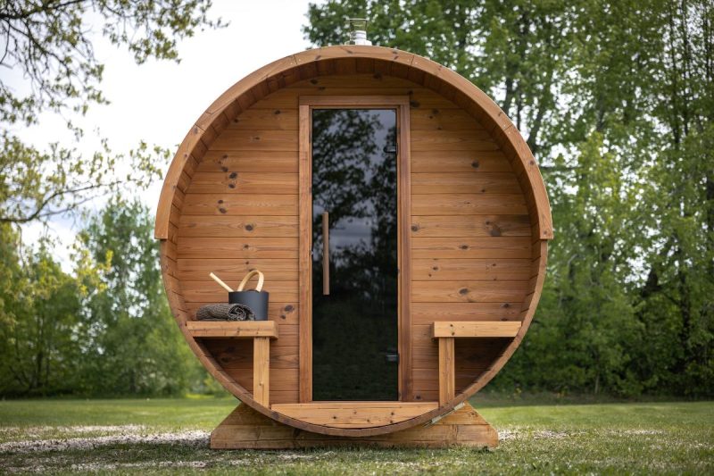 Scottish Saunas PREMIUM Barrel Sauna with Porch Seats (2.2 x 2.6m) - Image 12